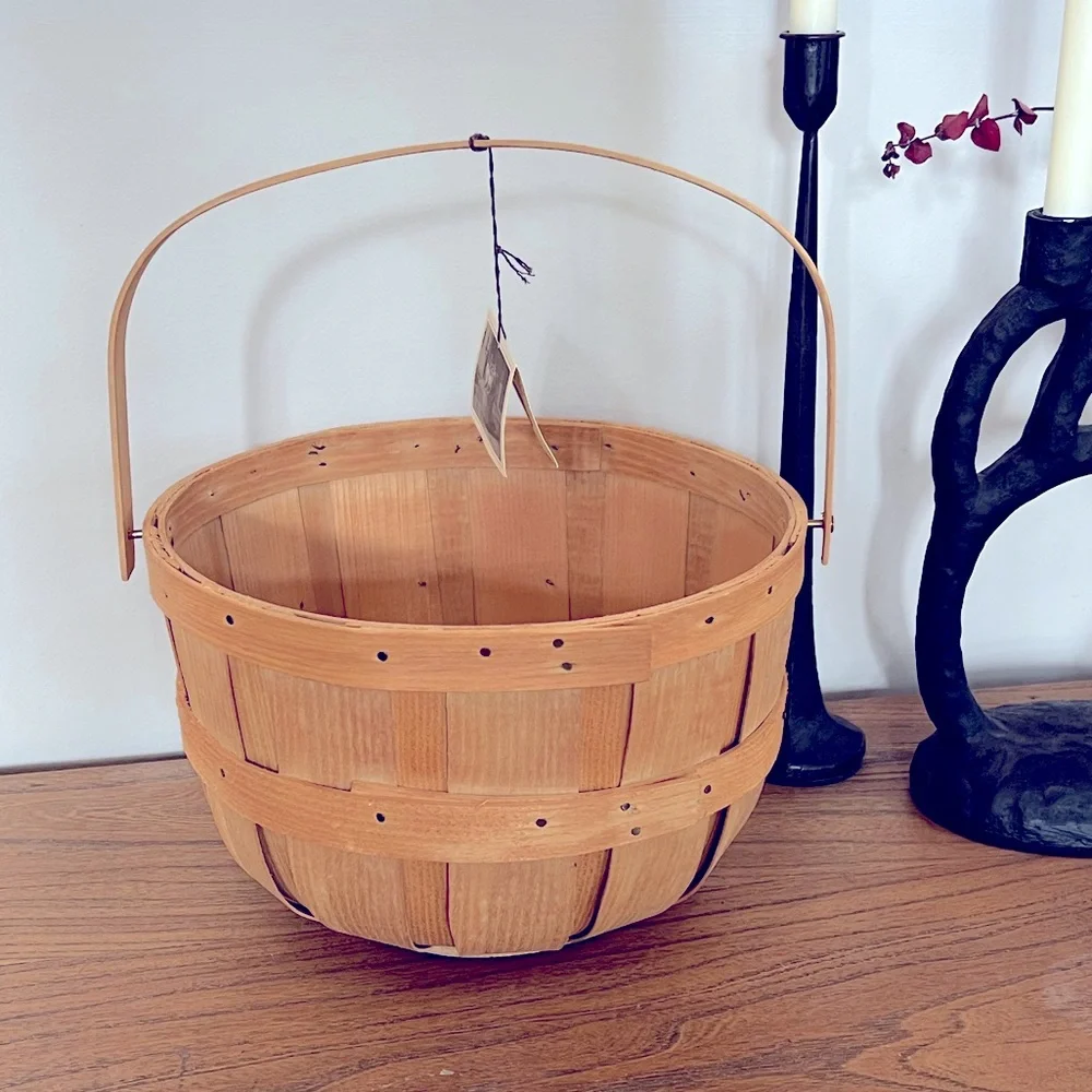 Peterboro Authentic Handcrafted Round Basket Primitive Appalachia Ash & Burch